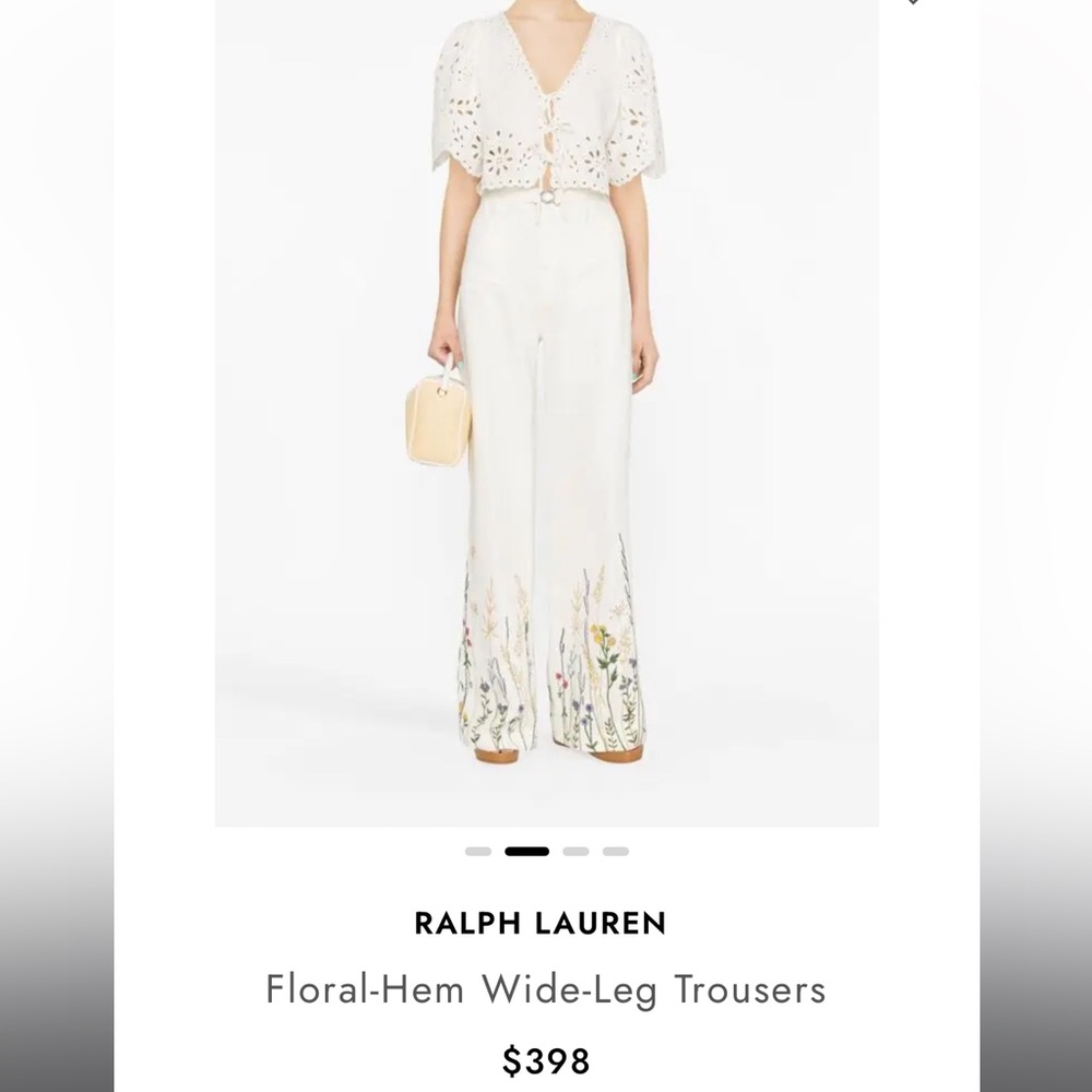 RALPH LAUREN 
Floral-Hem Wide-Leg Trousers